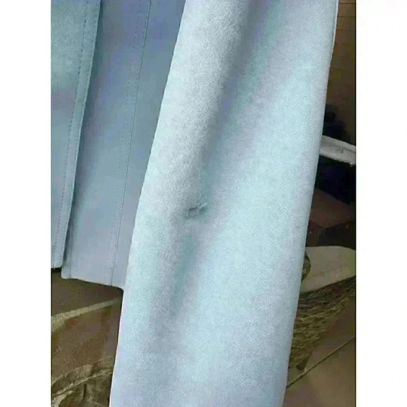 Vintage Lanson Women’s Size S/M Trench Coat Light Blue Vintage - Picture 9 of 13